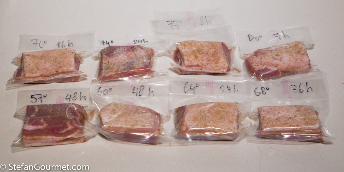 Pork Belly SousVide Time and Temperature Experiment Stefan's Gourmet