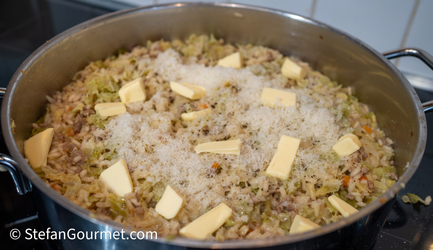Risotto with Savoy Cabbage and Italian Sausage Recipe